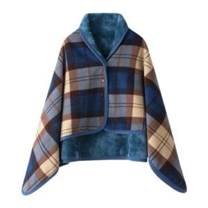 double layer plaid cape shawl reversible checkered wrap for women