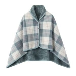 double layer plaid cape shawl reversible checkered wrap for women