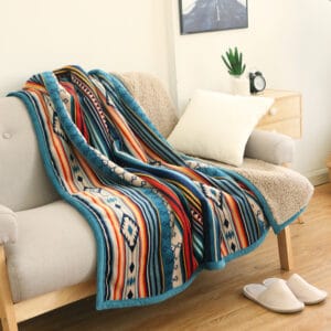Geometric pattern flannel throw blanket single-layer – grey variant