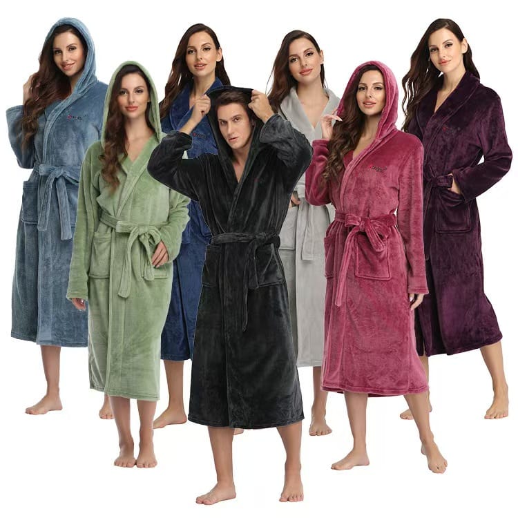 custom flannel hooded bathrobe